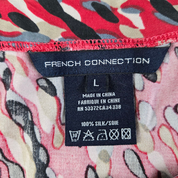 French Connection Y2K Red Vibrant Abstract Silk 2000s Mini Skirt Size Large - Picture 5 of 7